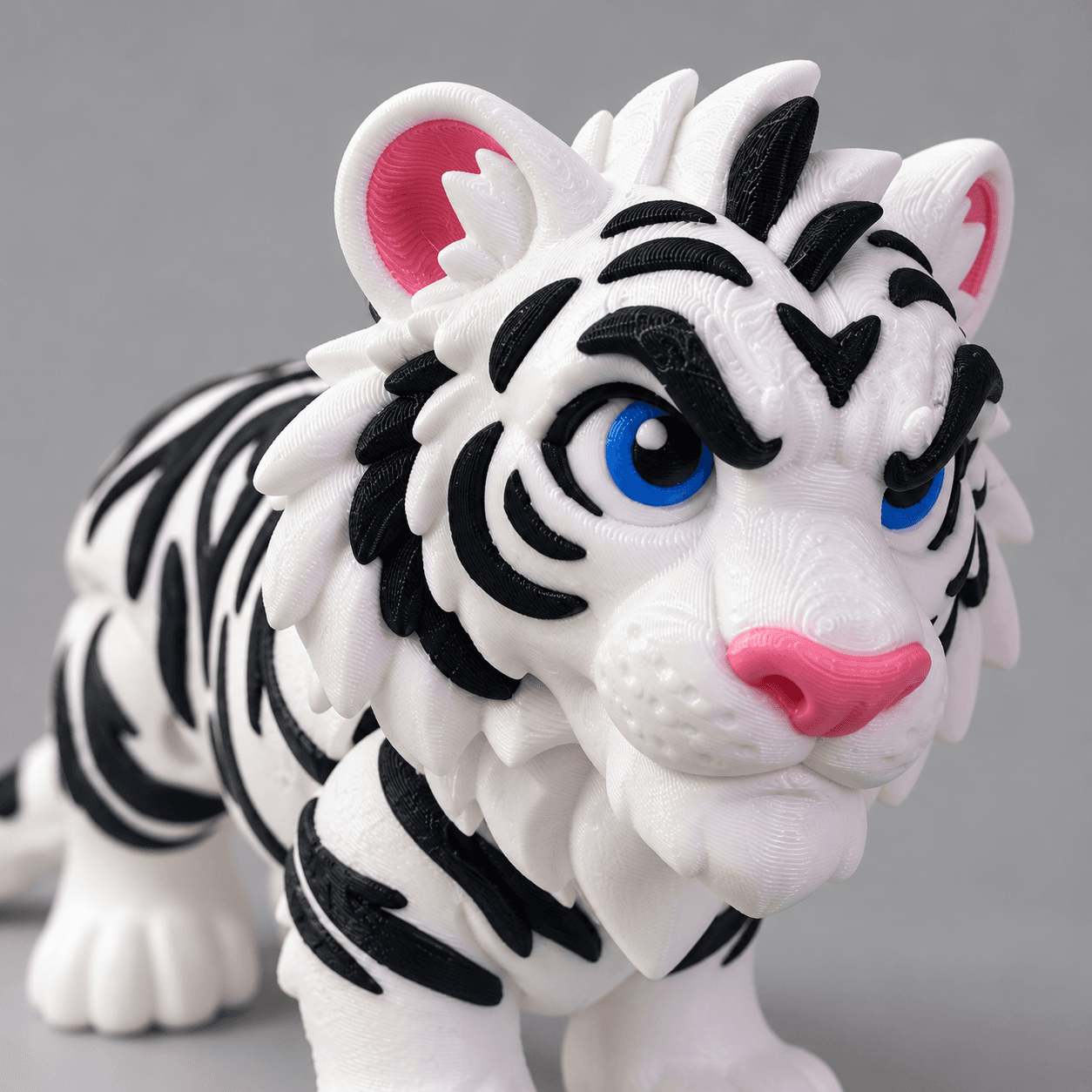 Articulated White Tiger Figurine with Movable Head — image 3