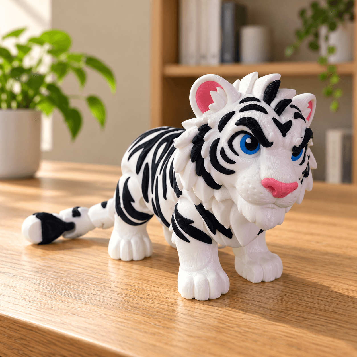 Articulated White Tiger Figurine with Movable Head — image 5