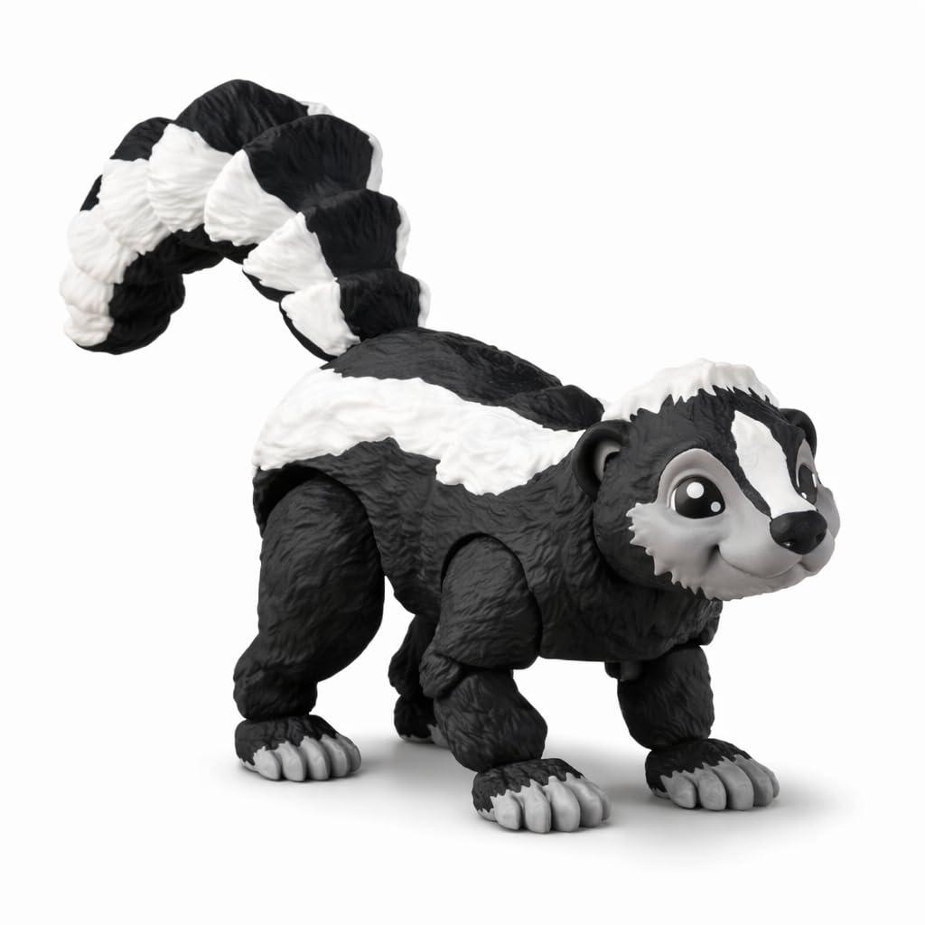 Action Figures Flexible Skunk Toy for Kids | Articulated Animal Figure Toy for Creative Play, Desk Decor & Collectors | Posable Mini Figure with Smooth Movement