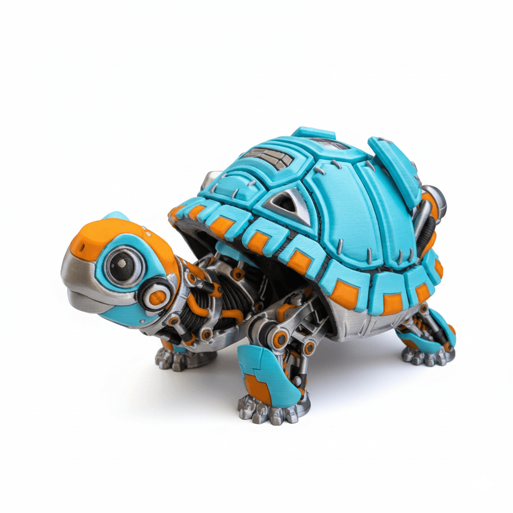 Articulated Robo Tortoise – Futuristic Mechanical Turtle 3D Printed Model – Robot Animal Desk Toy – Collectible Tech Decor – Unique Gift for Kids & Adults