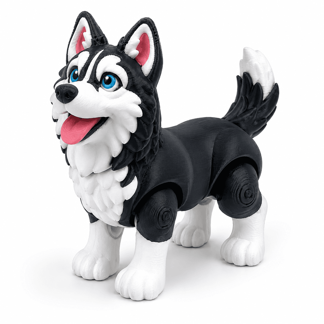Fully Articulated Husky Dog Toy – 3D Printed Poseable Husky Figure with Flexible Neck, Legs & Tail | Cute Collectible Desk Decor | Gift for Dog Lovers, Kids & Collectors