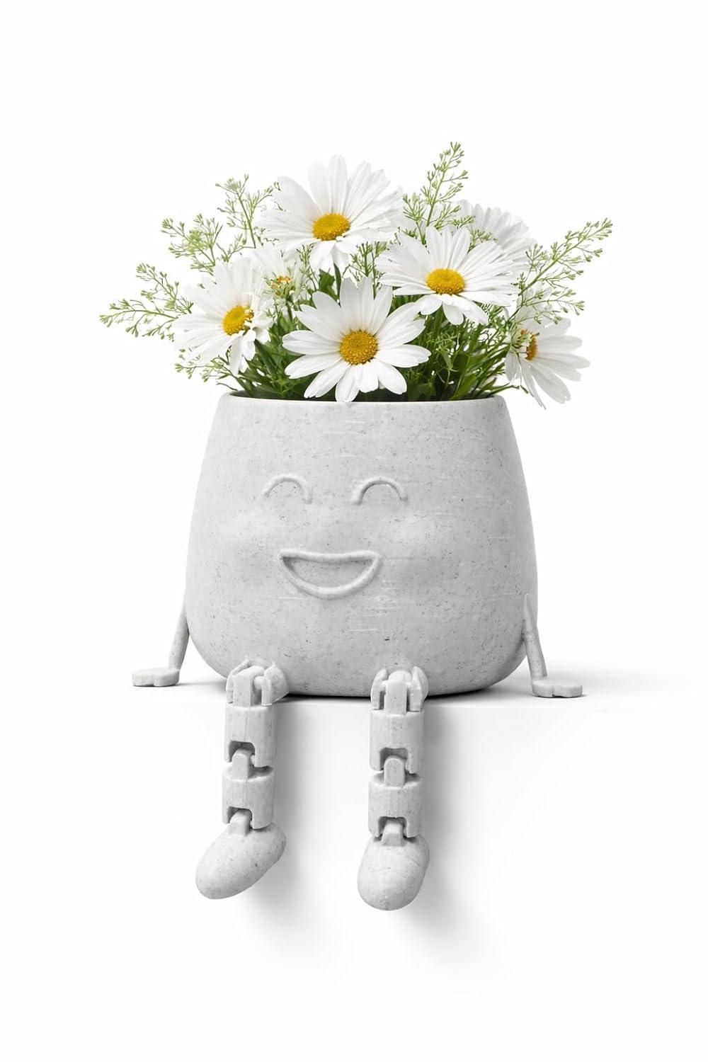 Vase for Flowers Smiling Face Table Top Flower Vase with Cute Hanging Legs | Decorative Vase for Living Room, Bedroom & Dining Table | Modern Home Decor Pot for Desk & Showcase