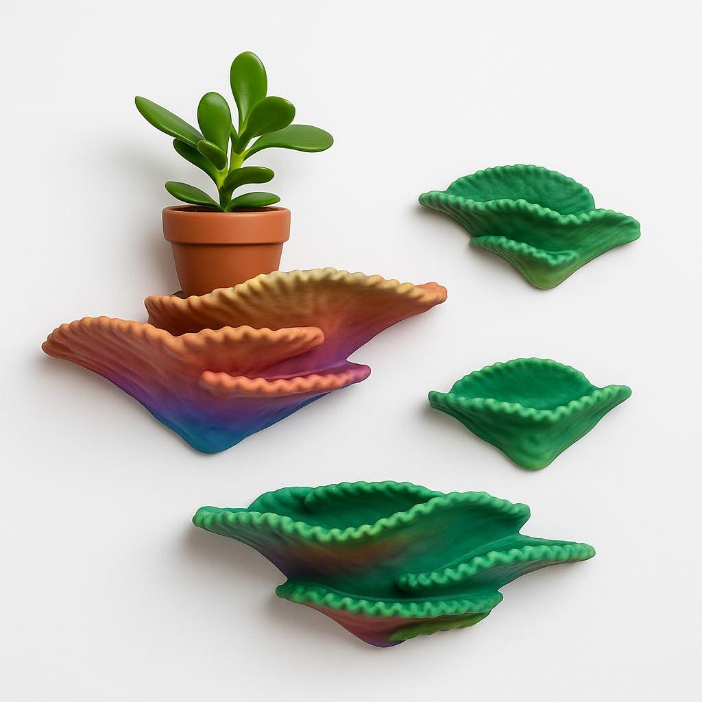 Wall Shelf for Living Room Decor Rainbow Coral Floating Wall Shelves Set of 3 | Ocean Theme Wall Mounted Shelves for Kids Room Nursery & Playroom Decorative Storage
