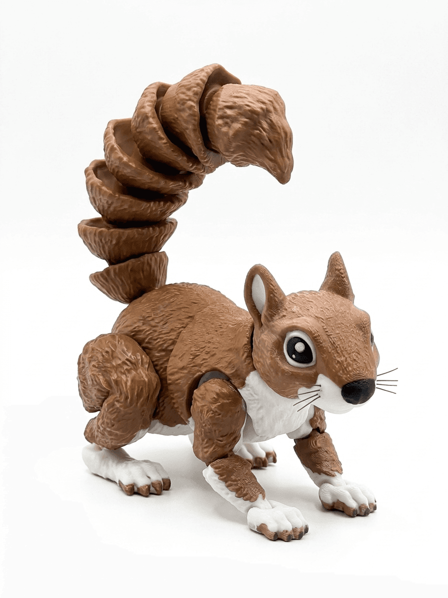 Squirrel Toy, Articulated 3D Printed Figure, Flexible Animal Desk Toy, Cute Forest Animal Collectible, Gift for Kids and Animal Lovers