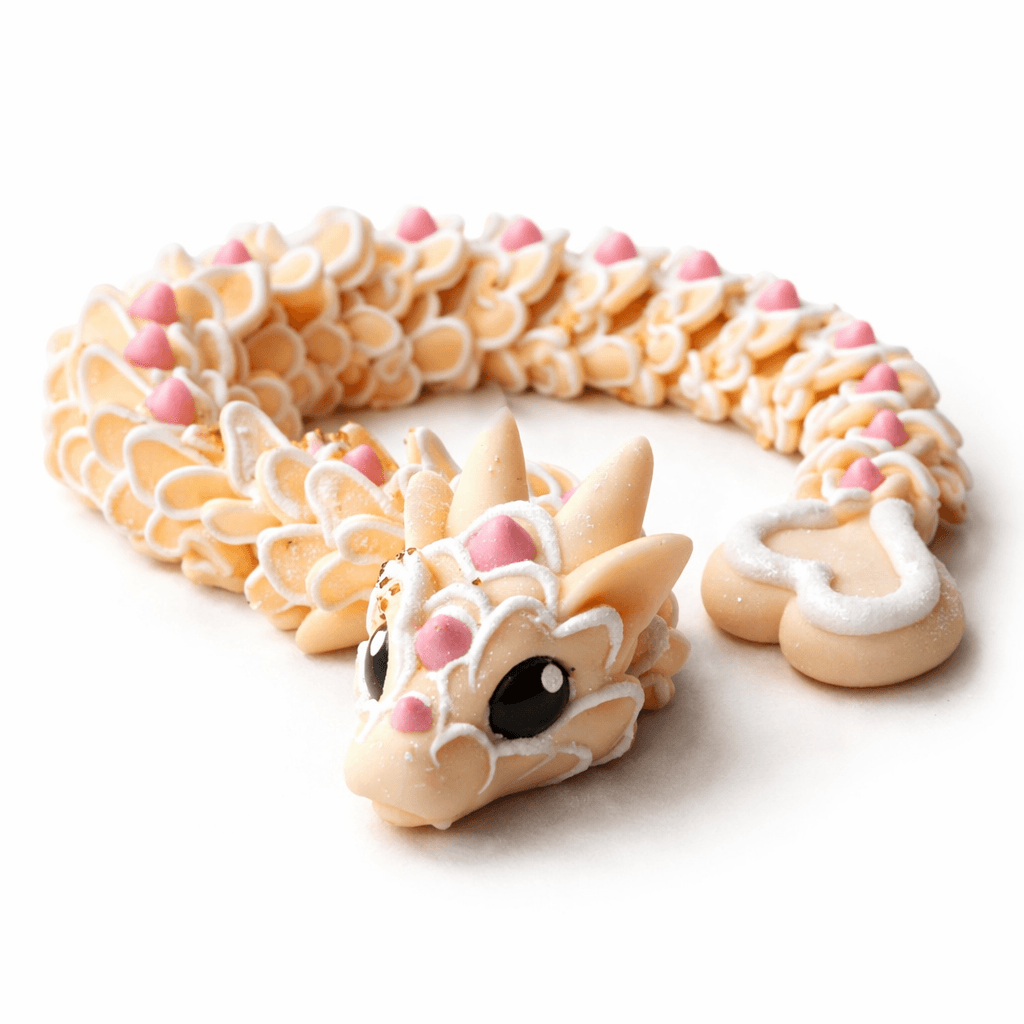 Articulated Cookie Heart Dragon Fidget Toy – Flexible 3D Printed Dragon Figure for Stress Relief, Desk Decor, and Gift for Kids & Adults, 32 cm