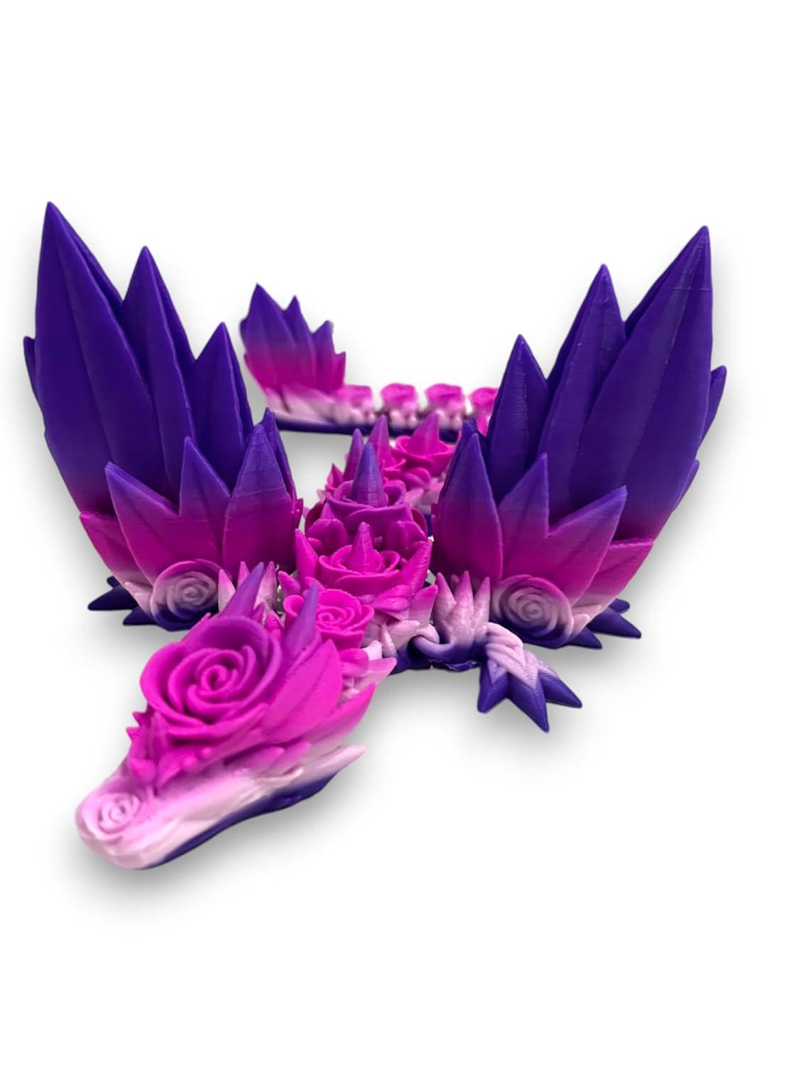 rticulated Winged Rose Dragon Toy, 35 cm, Purple and Pink