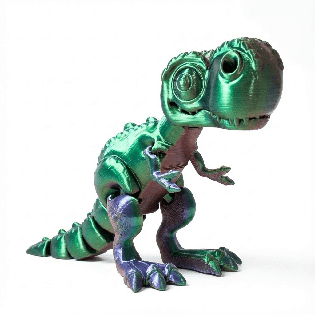 Flexible T-Rex Dinosaur Toy Gift for Kids, Green and Purple